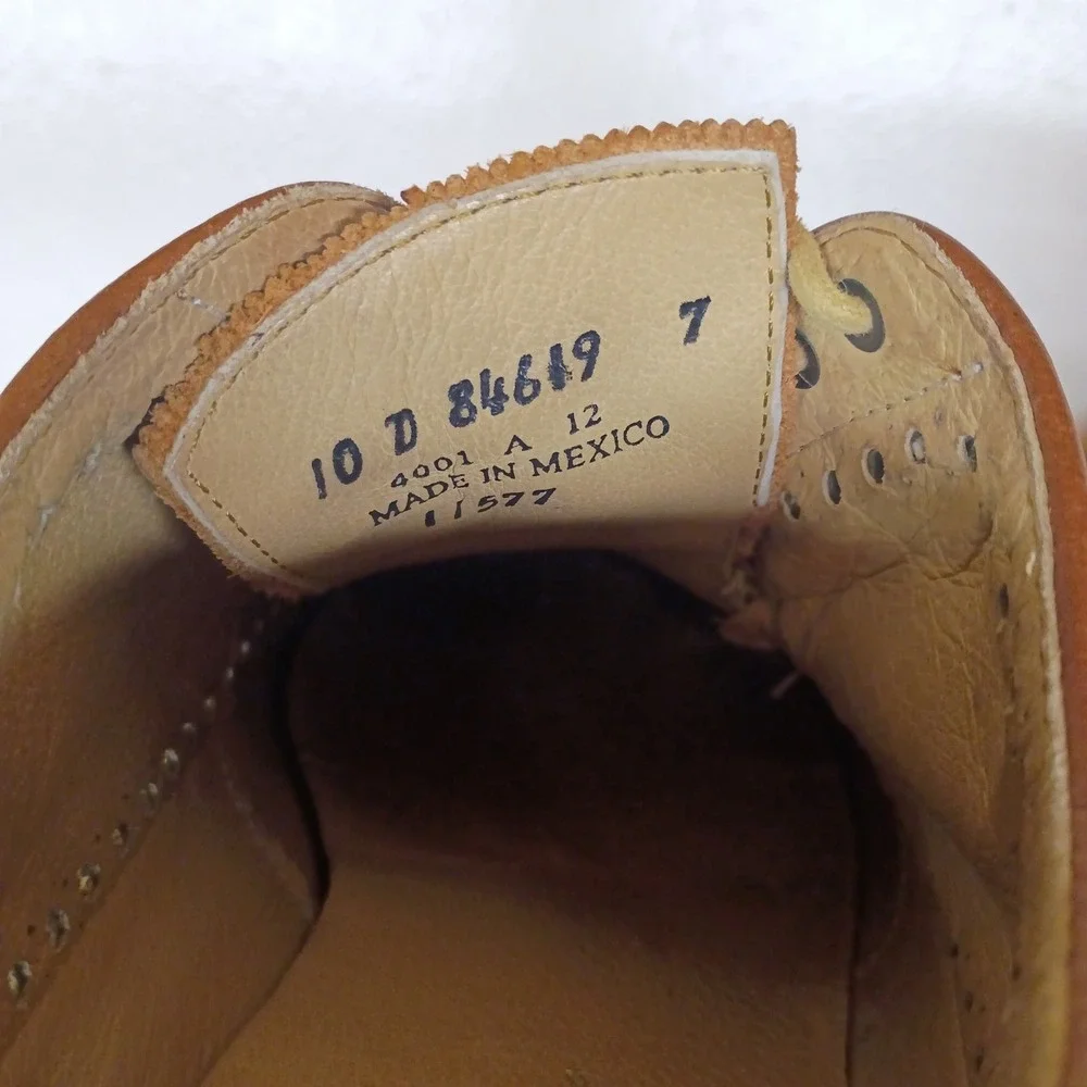 Frye Company John A. Frye Wingtip Oxford Men's 10D Brown Leather Canvas Brogue